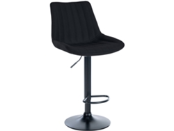 Taburete de bar X1, altura regulable, giratorio 360°, asiento de tela negra, costuras verticales, base de metal negro 10_0006042