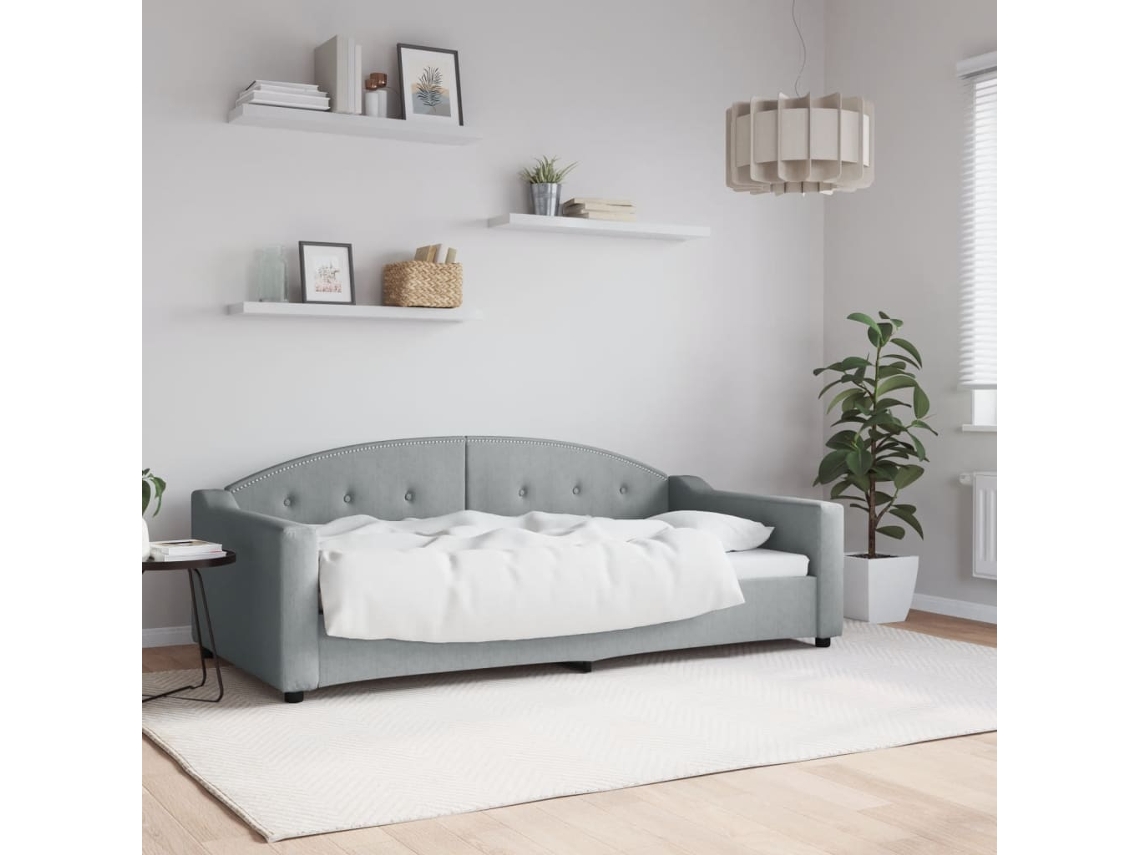 Sofá Cama Sin Colchón Tela Gris Claro 90x190 Cm