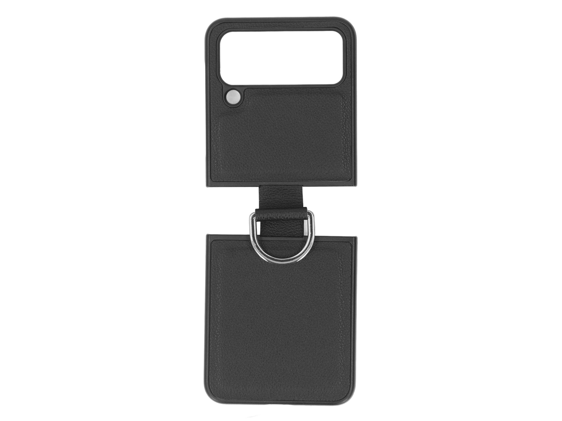 Capa Para Z Flip4 Com Anel Suporte Pasta Dobrável Anti Impacto Cor Preta Proteção Completa