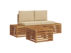 Maison Exclusive - Conjunto De Sofás De Exterior Natural Y Beige 59 X 59 X 37 Cm