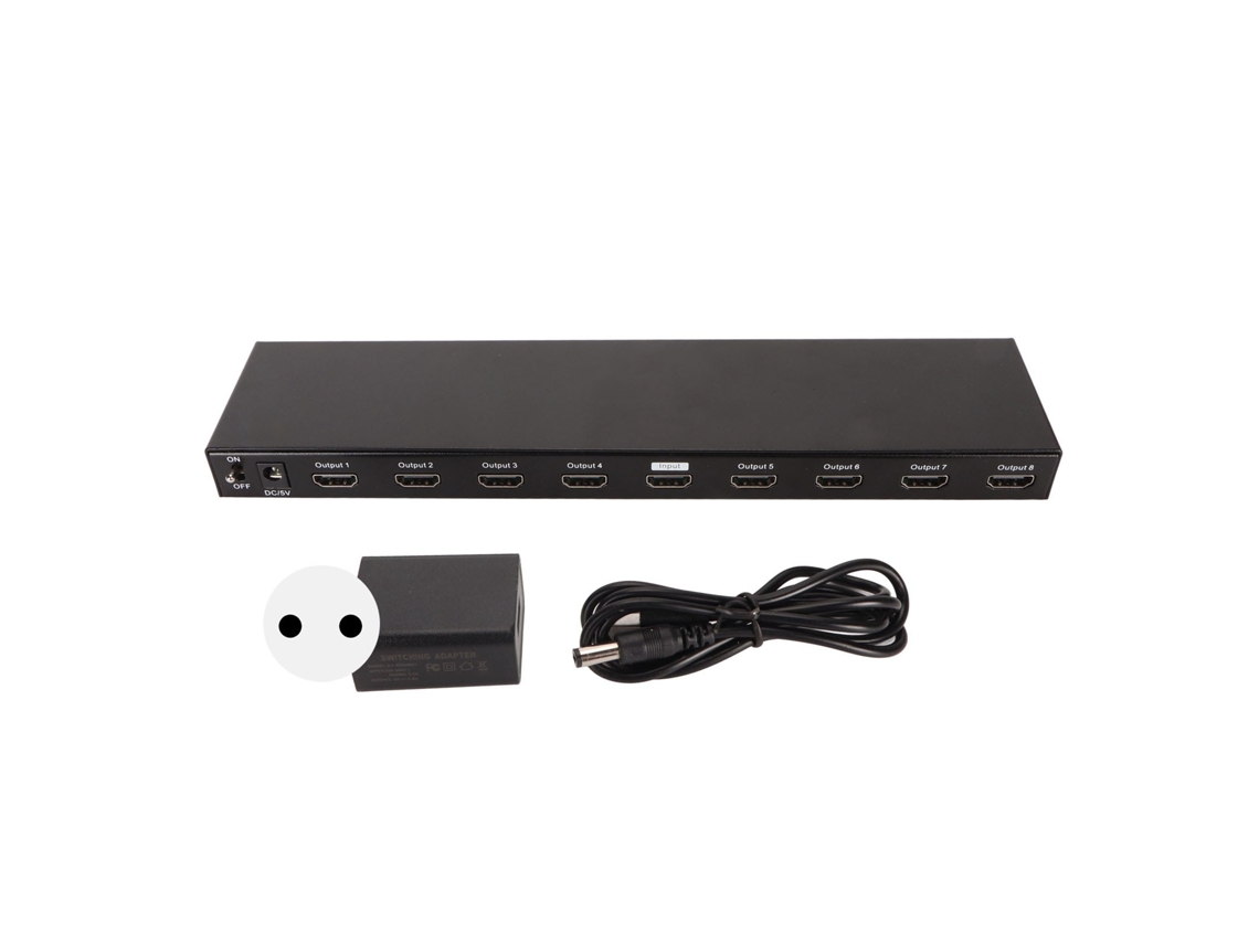 Divisor De Interfaz Multimedia 3d Hd 4k 30hz 1x8 Con 1 Entrada Y 8 Salidas Con Enchufe Europeo