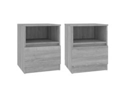 Juego de 2 mesitas de noche Sonoma gris MAISON EXCLUSIVE, madera procesada, 40x40x50 cm