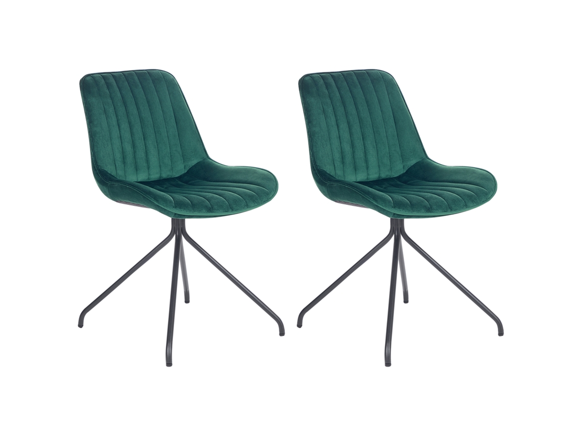 Conjunto de 2 cadeiras de refeição retro BELIANI Navasota de Veludo Verde 47x62x83