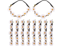 Ciieeo 10 Piezas De Coronas Artificiales De Margaritas En Tela Blanca, Cintas Para El Cabello Creativas Y