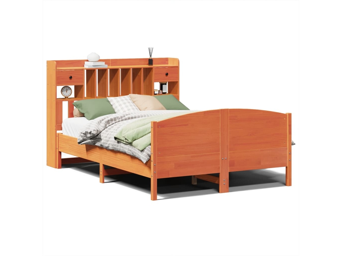 Maison Exclusive - Cama Con Estantería Sin Colchón Madera Maciza Marrón 150x200 Cm