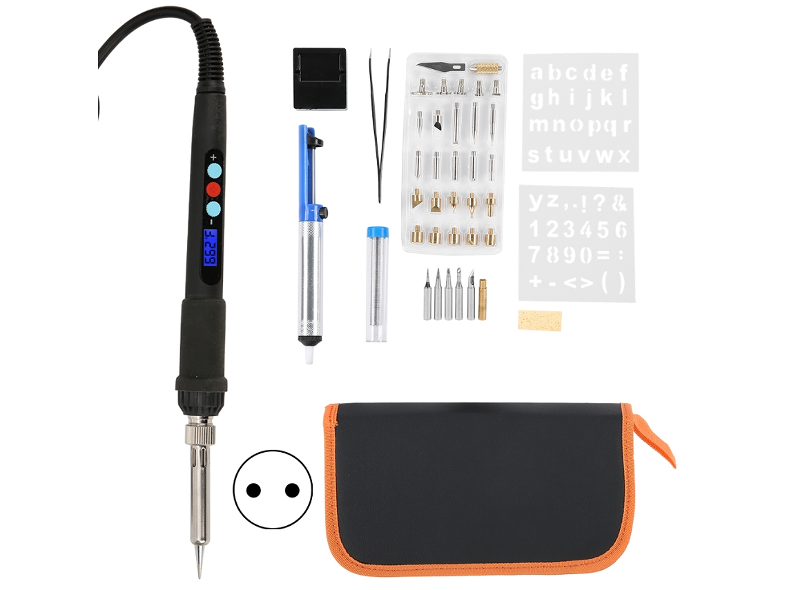 Kit De Pirograbado Para Madera Con Soldador Eléctrico Digital Y Pantalla Lcd - 42 Piezas