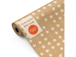 Rollo Papel Regalo Kraft Estrellas 31cm X 80m Bobina Resistente Cumpleaños Eventos - Fp Fiesta Paper