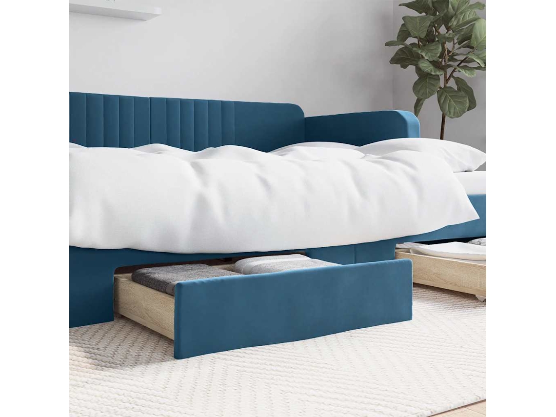 Cajones De Cama 2 Uds Madera De Ingeniería Y Terciopelo Azul