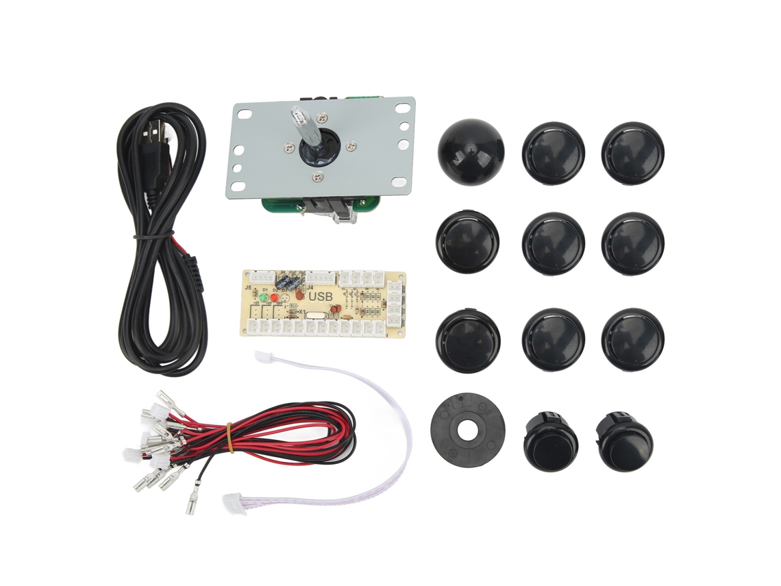 Kit De Joystick Arcade Para Armar Con Chip De Control Usb Para Juegos De Computadora, Bola Ovalada Negra