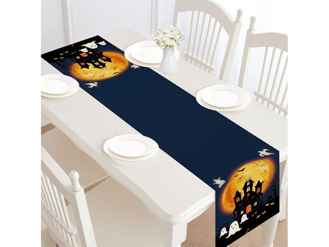 2026-30824-mantel De Mesa Halloween Centropieza Corredor De Mesa Fantasma De Poliéster Duradero Decoración Festiva