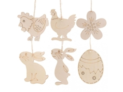 2026-60 Piezas Colgantes De Madera Diy Para Pascua Decoración Casera Fiesta Manualidades Ode
