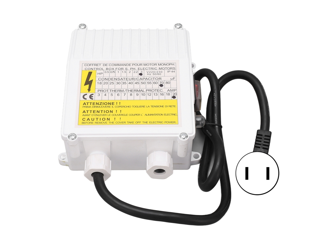 Caixa de controle para bomba submersível de poço profundo de 3,0 hp (2,2 kW) 70 µF 20 A, plugue EUA 110 V