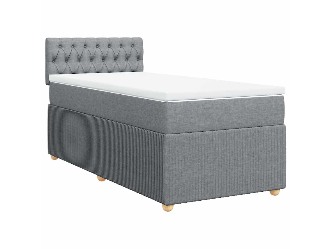 Maison Exclusive - Cama Box Spring Con Colchón Tela Gris Claro 90x200 Cm