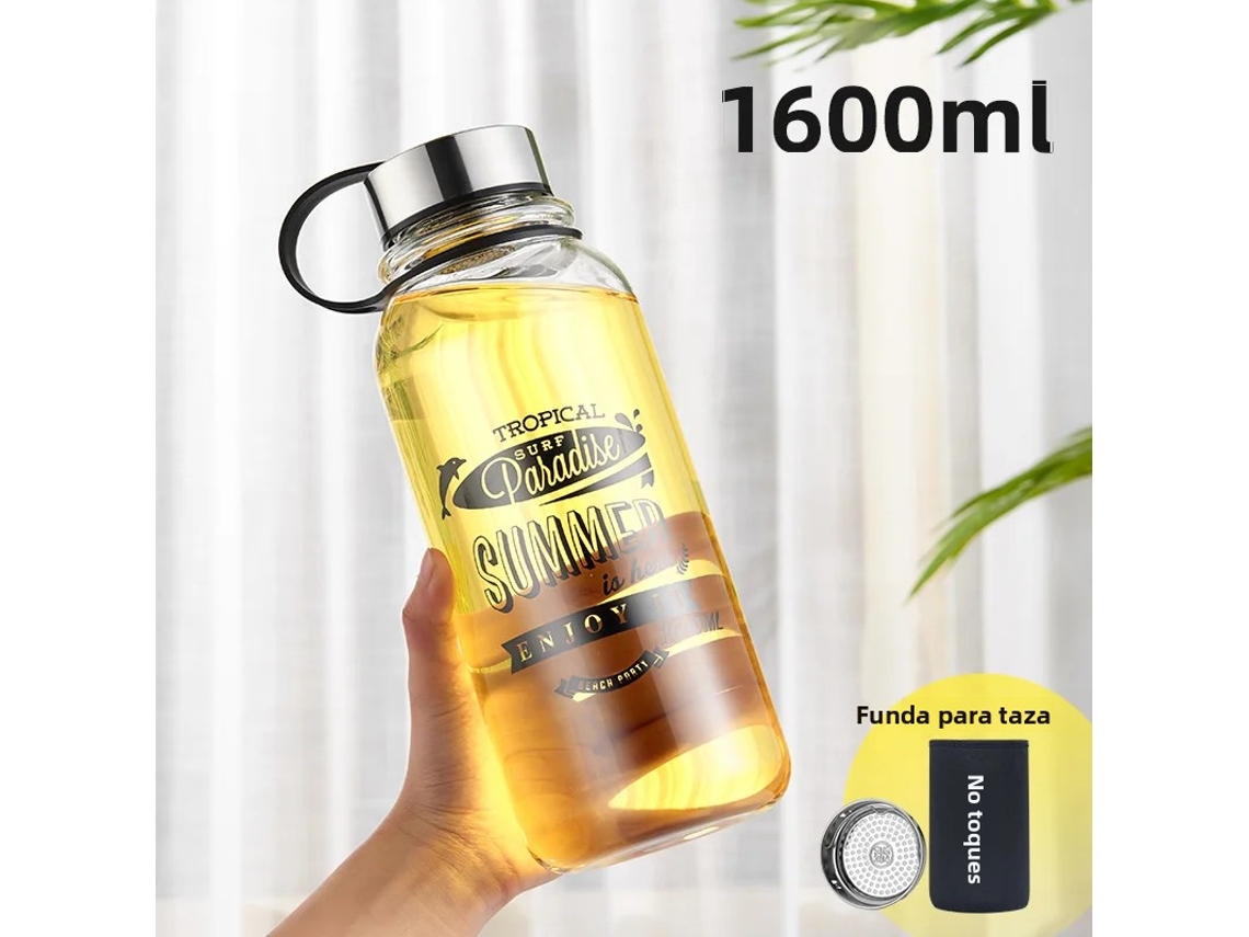 (1600ml) Botella De Agua De Vidrio, Gran Capacidad, A Prueba De Fugas, Portátil.