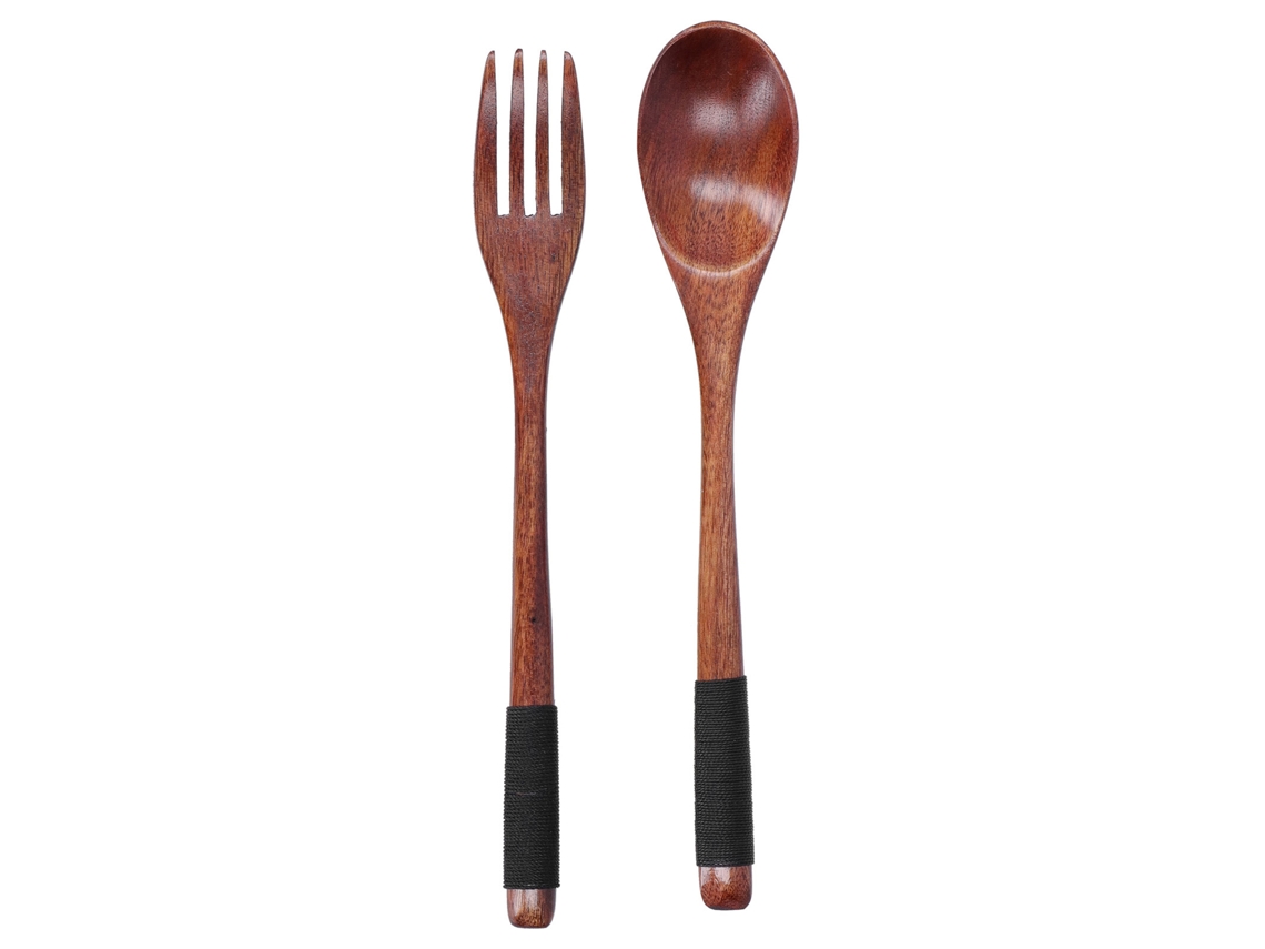 Juego de cubiertos de madera - Cuchara y tenedor RNEMITERY