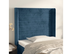 Cabecero Con Orejas De Terciopelo Azul Oscuro 103x16x118/128 Cm