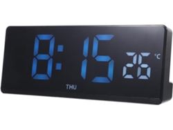 Reloj Despertador Digital De Escritorio Led De Pantalla Grande Con Pantalla Azul, Indicador De Temperatura E Higrómetro.