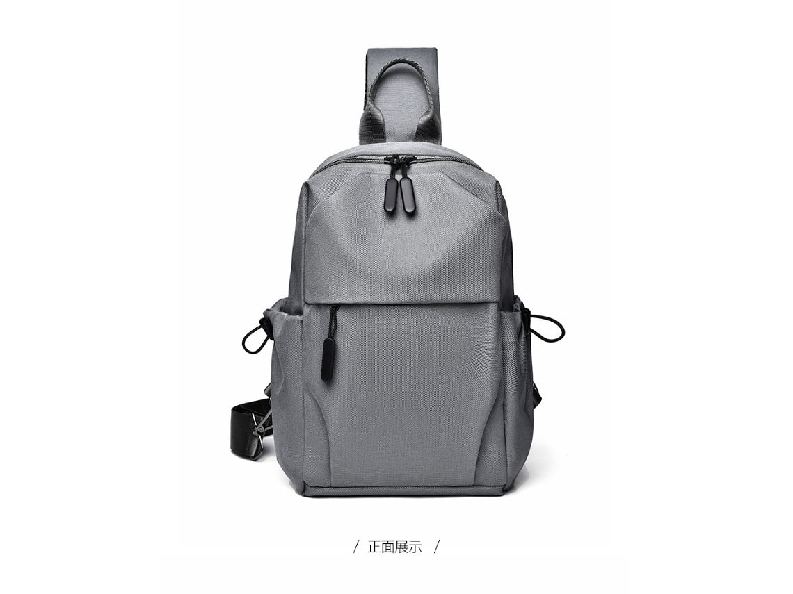 (Gris) Riñonera moderna y versátil de estilo japonés, mochila deportiva para hombre transpirable y ligera.