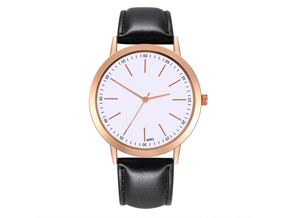 Reloj De Pareja De Moda Dial Redondo Analógico Cuarzo Pulsera Negra