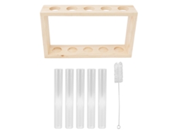 Terrario transparente para plantas de tubo de ensayo, para observar el estado de crecimiento, soporte para plantas acuáticas con soporte de madera para hierbas.