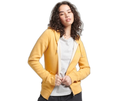 Sudadera con Capucha Vintage de Mujer SUPERDRY Orgánico Cremallera Logo Algodón Orgánico Amarillo (XS)