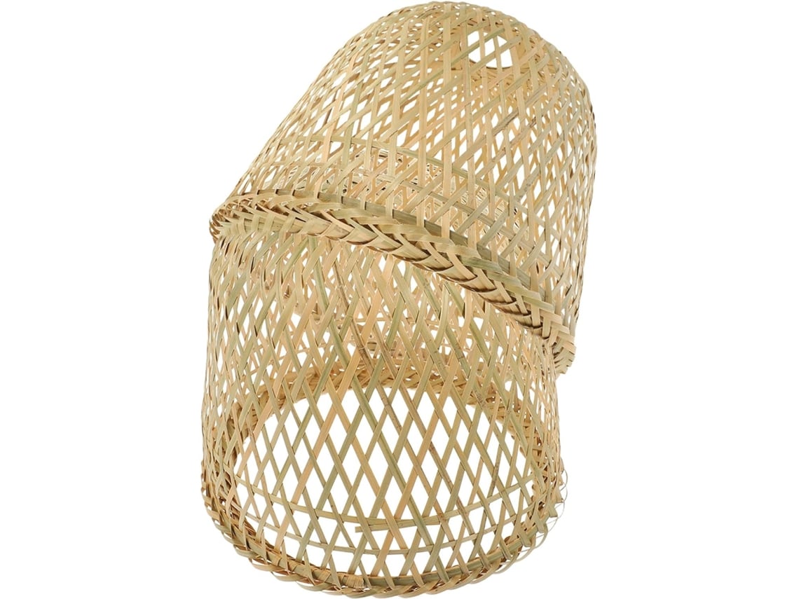 Lámpara rústica de dos piezas de bambú tejido con cubierta de mimbre para decoración.