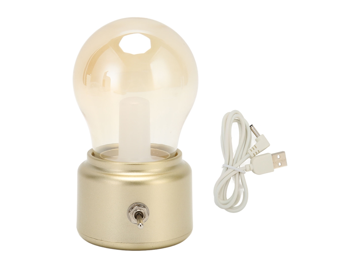Lâmpada De Noite De Lâmpada Vintage Usb Recarregável Econômica Para Quarto Mesa De Cabeceira Bar Ouro