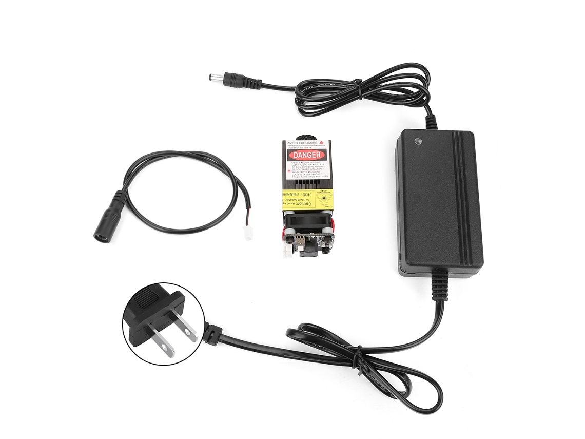 Módulo Láser Azul Ttl Pwm De 1,6 W Y 445 Nm Con Enfoque Ajustable Para Grabadora Láser Diy Con Adaptador De Corriente.