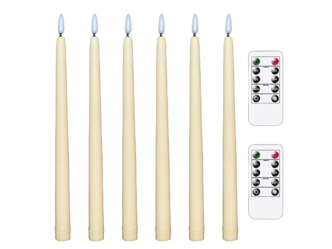 6 Velas Cónicas Led Sin Llama Con Luz Cálida Intermitente Y 2 Mandos A Distancia Para Decoraciones Navideñas Y De Bodas.