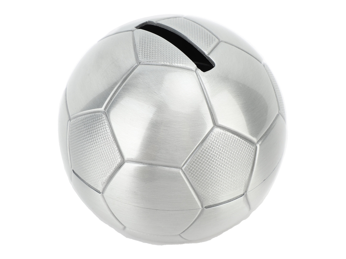 Hucha decorativa de gran capacidad con forma de balón de fútbol para niños.