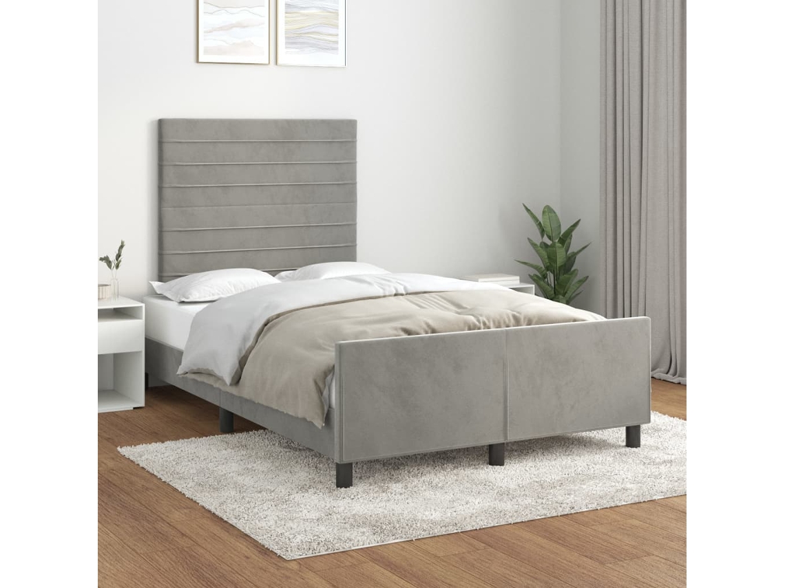 Estructura De Cama Sin Colchón Terciopelo Gris Claro 120x200 Cm