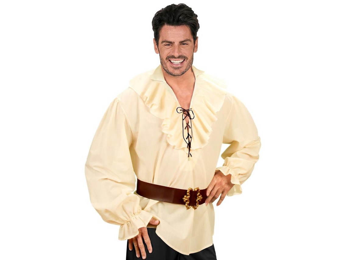 Camisa Medieval Renacentista beige para hombre