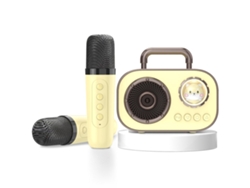 Mini máquina de karaoke para niños y adultos, altavoz Bluetooth portátil, diviértete con 2 micrófonos inalámbricos, sonido estéreo mejorado