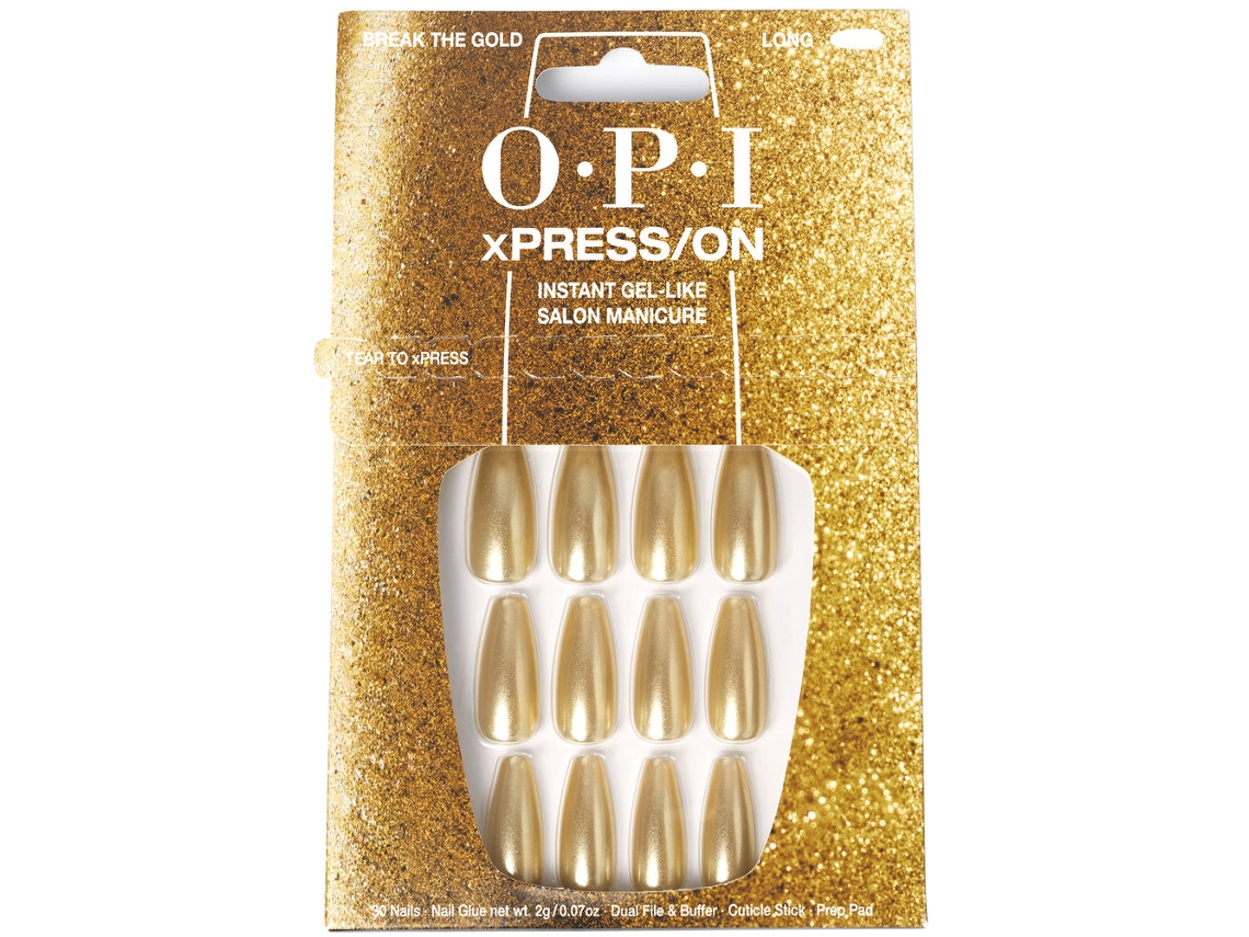 Opi Xpress/on Uñas Artificiales Nail Art break The Gold Opi
