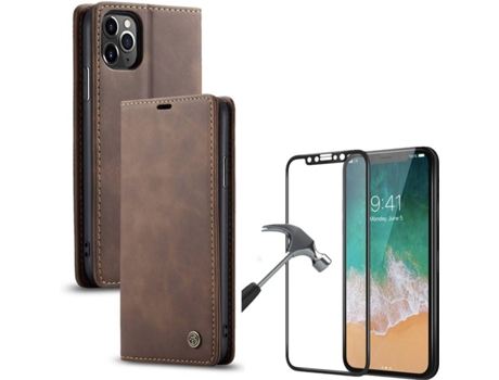 Carcasa y Protector iPhone 11 Pro Max Livro Caseme Elite Marrón
