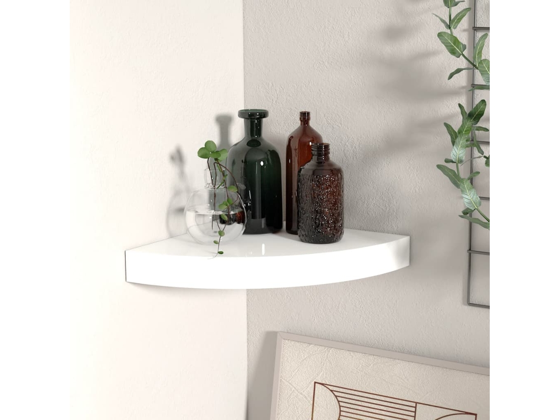 Estantería  Estante de esquina suspendido de MDF blanco brillante, 25 x 25 x 3,8 cm, WSD649040 Lovely Home