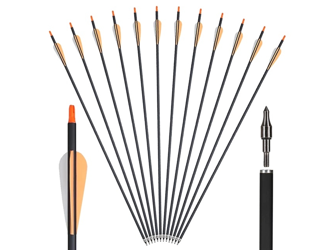 Flechas de carbono, 30 pulgadas, 500 puntas, 12 piezas, color naranja, OEM