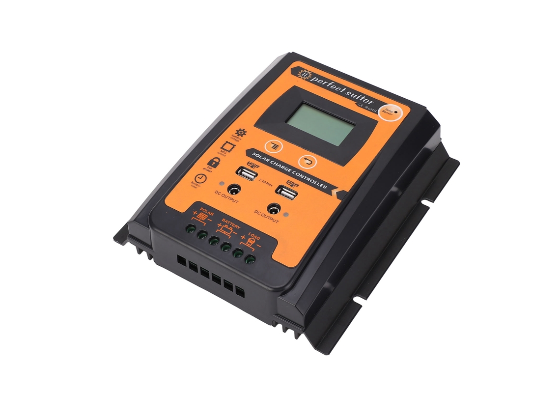 Controlador De Carga Solar Lcd Para Panel Solar Regulador De Descarga Con Salidas Usb Dual 12v 24v