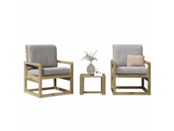Conjunto de muebles de jardín de madera de pino impregnada Dkd Home Decor