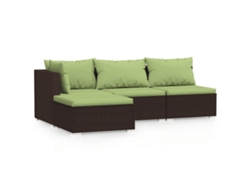 Maison Exclusive - Set Muebles De Jardín 4 Piezas Y Cojines Ratán Sintético Marrón