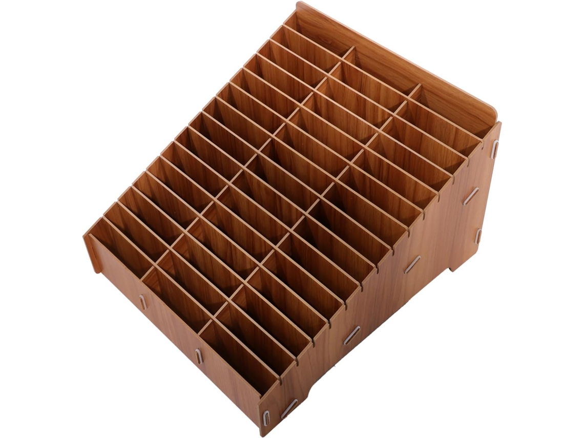 Caja de almacenamiento multifuncional de madera para teléfonos móviles, organizador de escritorio práctico y elegante. SFUSHOS