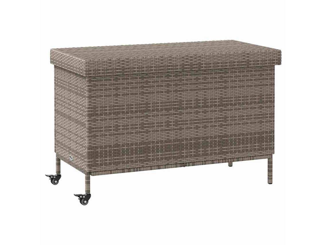 Caja de almacenaje con ruedas 110x55x73 cm Mimbre PE Gris MAISON EXCLUSIVE