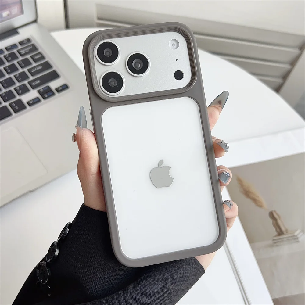 (iphone 17, Gris) Funda Transparente Para Iphone, Protección A Prueba De Golpes.