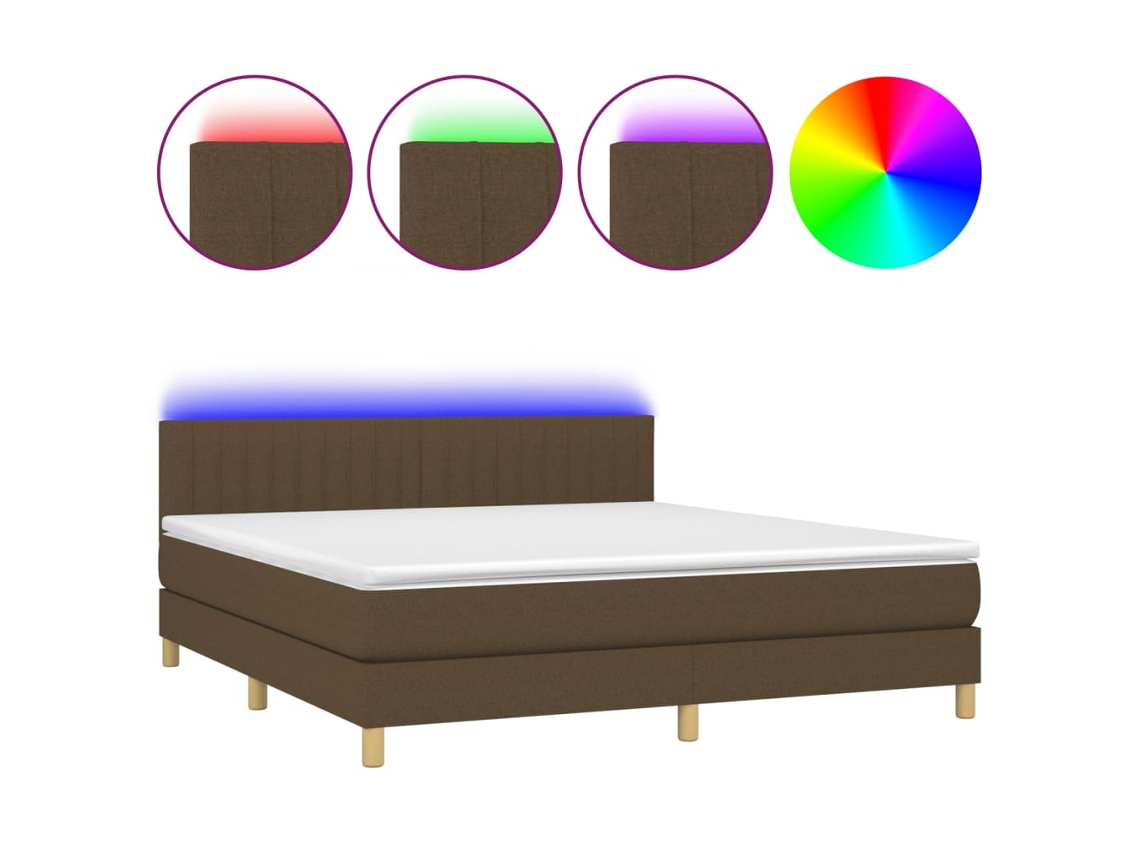 Maison Exclusive - Cama Box Spring Con Colchón Led Tela Marrón Oscuro 160x200 Cm