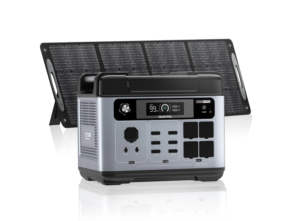 Estación De Energía Portátil Oukitel P2001e Pro Con Panel Solar De 400w - 3200w - 2048wh - Batería Lifepo4 - 0–80% En 45 Min De Carga, Ups, App
