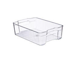 Relaxdays Organizador Nevera, Almacenaje Alimentos Frigo, 9 X 21,5 X 32 Cm, Cajón Organización Con Asas, Transparente