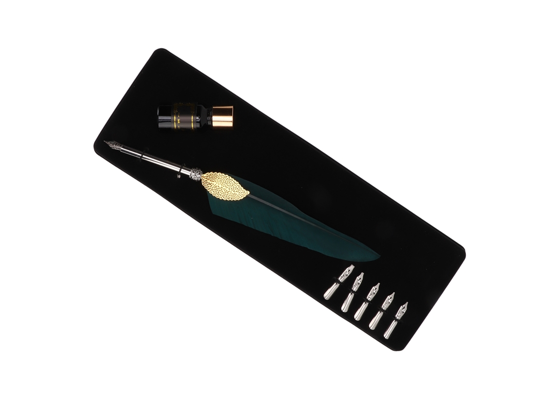 Juego De Pluma Estilográfica Retro Con Estuche De Regalo, Diseño Exquisito Para Obsequiar, Verde Oscuro.