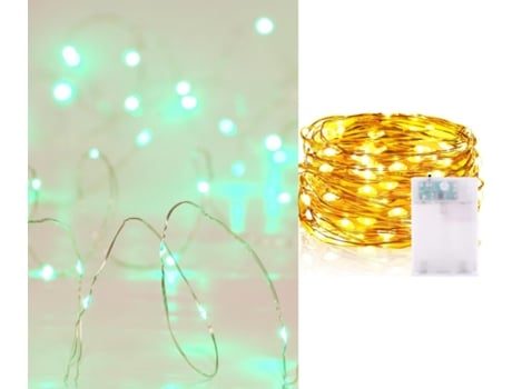 Guirnaldas Luces LED alambre de cobre Decoración Interior Varios Colores con Bateria 3AA 100LED 9.9M Verde SELEOK