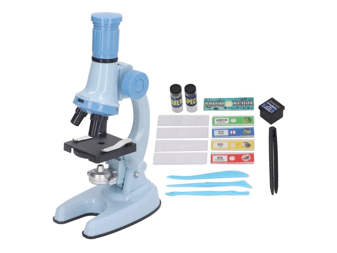 -set De Microscopio Para Niños Con Luz Led Imagen Clara Juguete Educativo Científico Azul