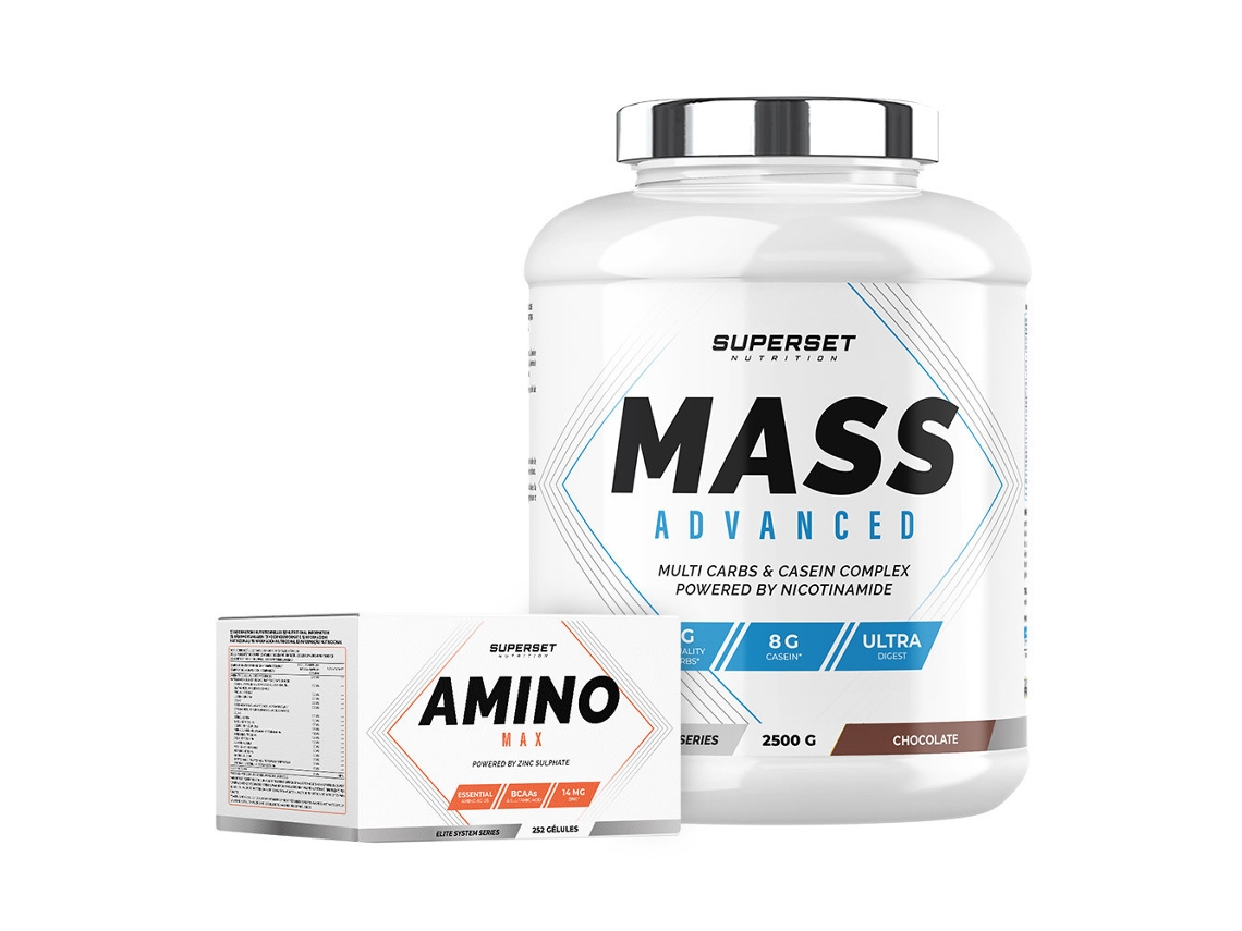 Programa de aumento de masa para principiantes: Masa avanzada de 2,5 kg, Chocolate Amino Max, Superset Nutrition